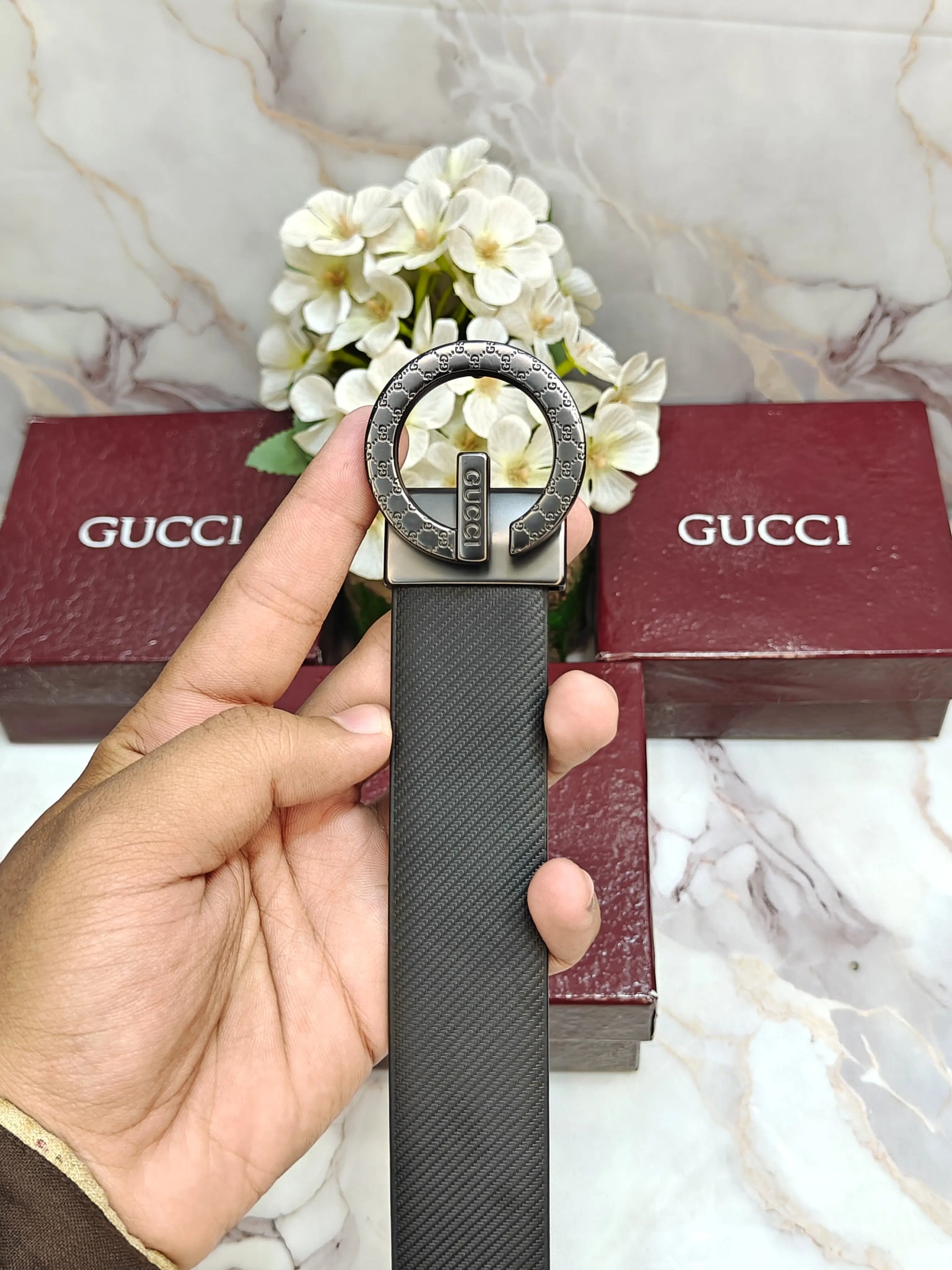 GG-GUCCI PREMIUM QUALITY REVERSEABLE BELT WITH OG BOX
