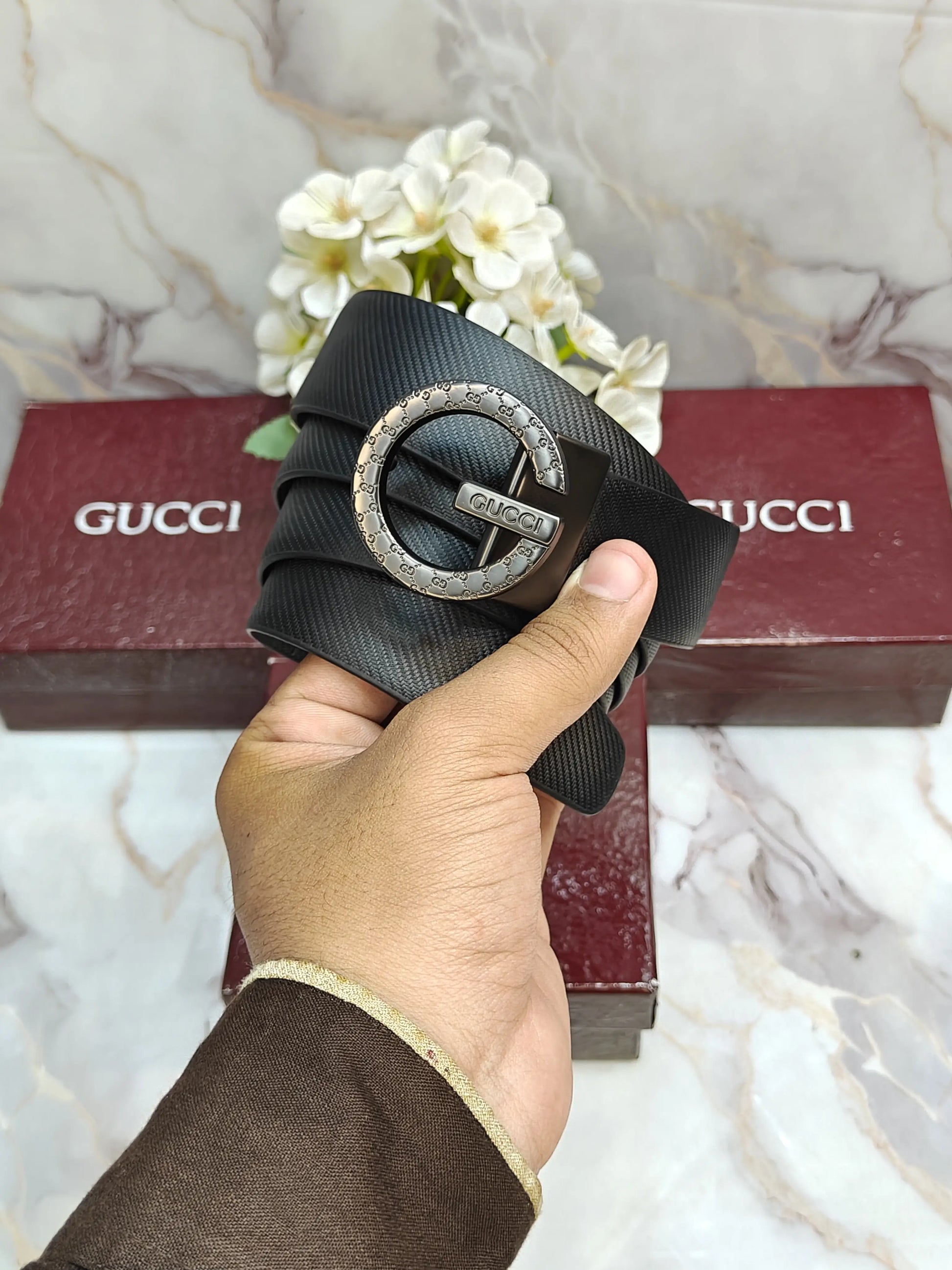 GG-GUCCI PREMIUM QUALITY REVERSEABLE BELT WITH OG BOX