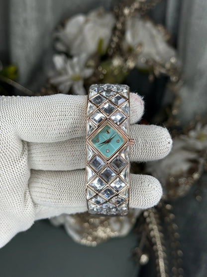 Swarovsk i Bangle Dual Tone Tiffany Dial Premium Watch