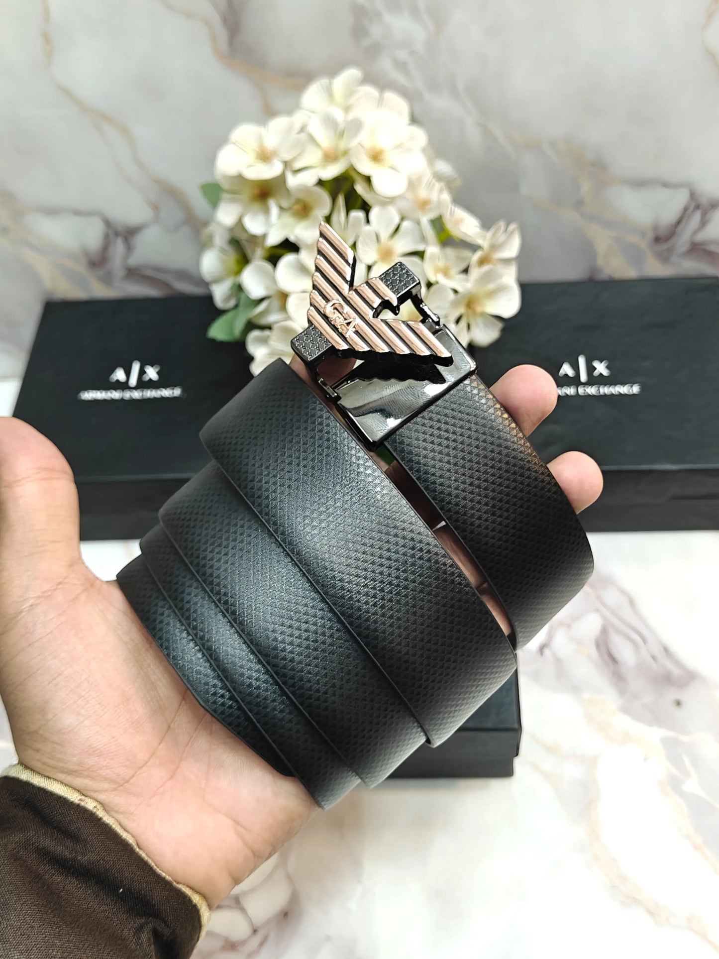 AX ARMANI EXCHANGE PREMIUM QUALITY REVERSEABLE BELT WITH OG BOX