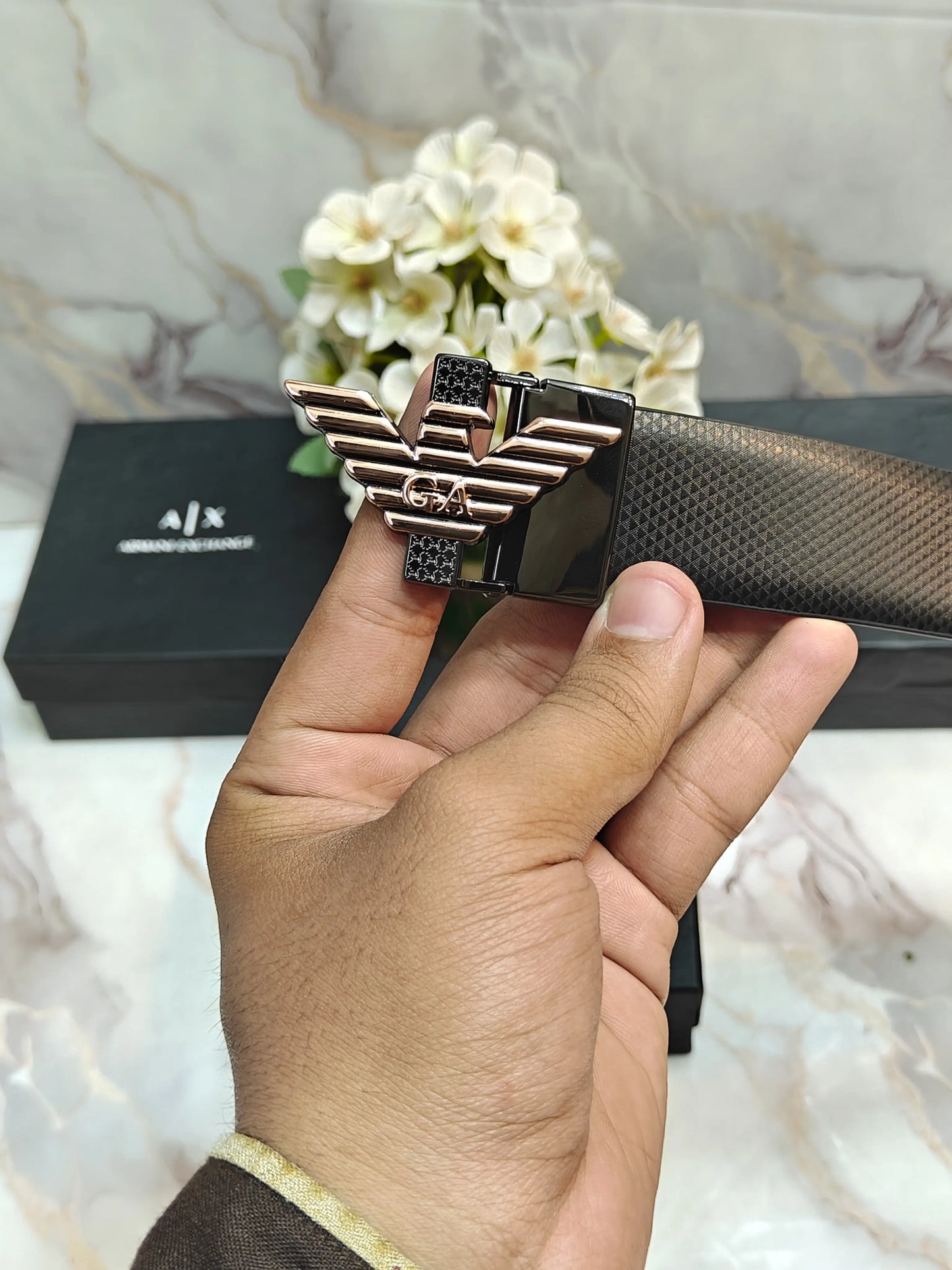 AX ARMANI EXCHANGE PREMIUM QUALITY REVERSEABLE BELT WITH OG BOX