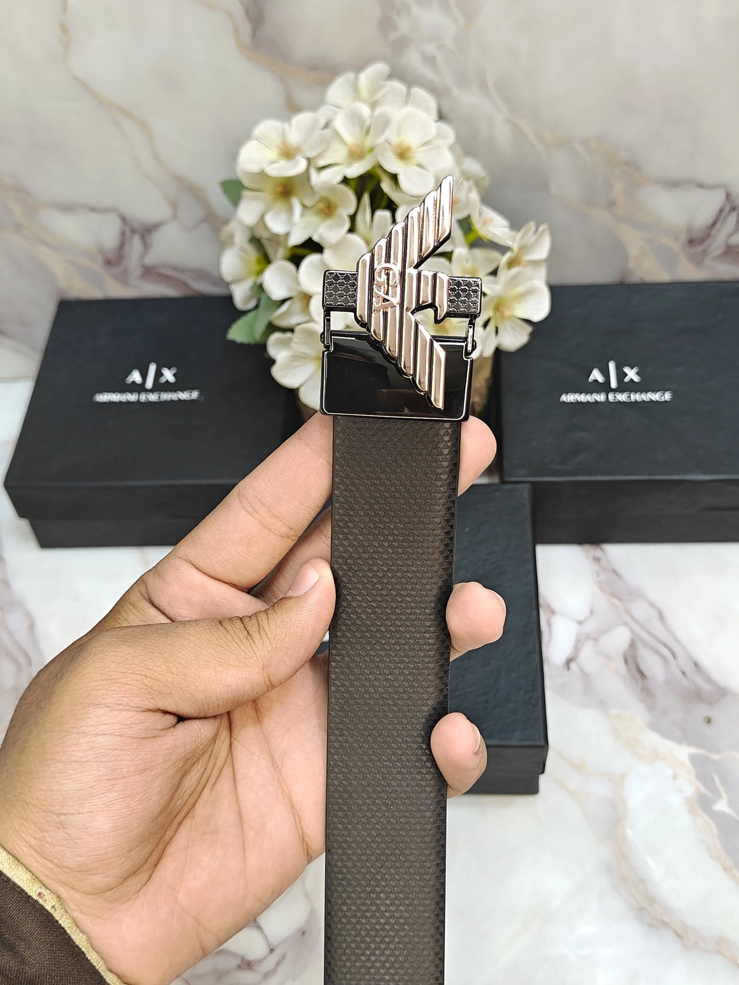 AX ARMANI EXCHANGE PREMIUM QUALITY REVERSEABLE BELT WITH OG BOX