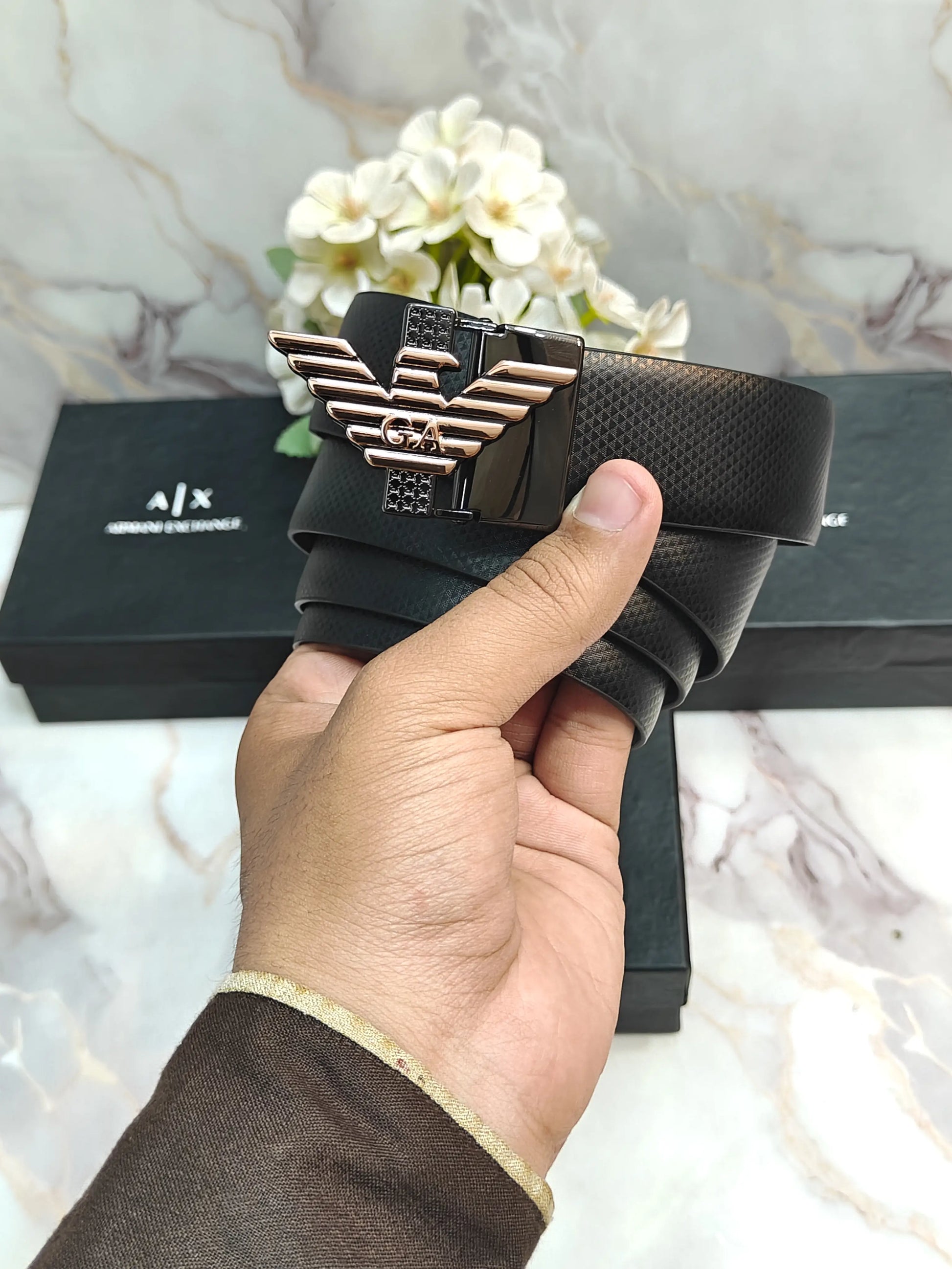 AX ARMANI EXCHANGE PREMIUM QUALITY REVERSEABLE BELT WITH OG BOX