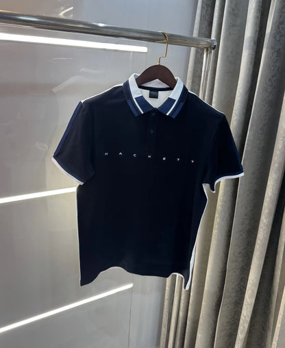 Hacket Petrol Navy Blue Logo Work Premium Polo T-Shirt