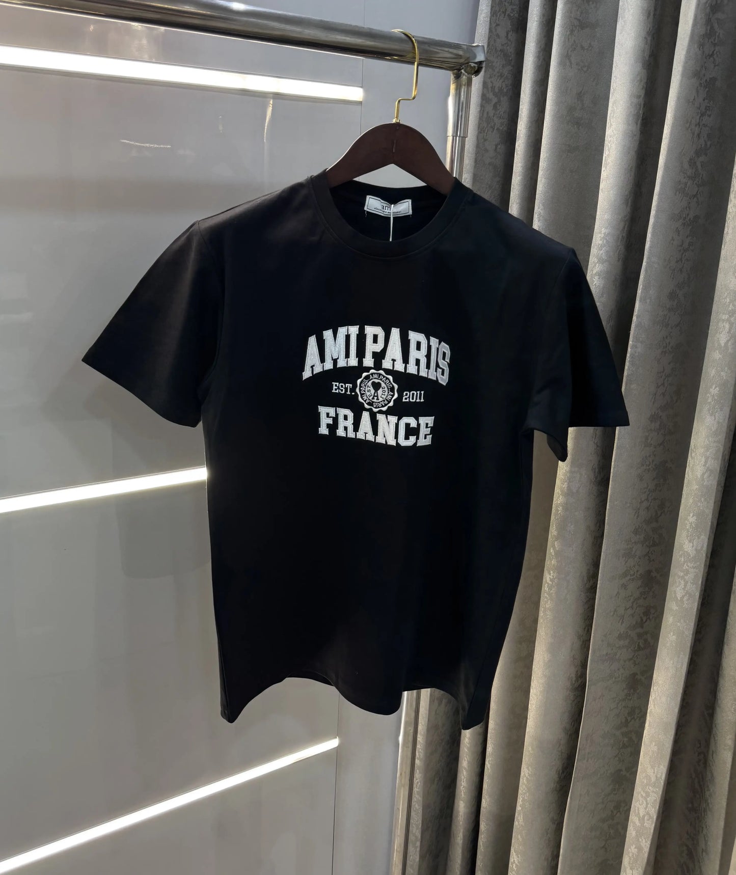 Ami Paris Black Embroidery Logo Premium T-Shirt