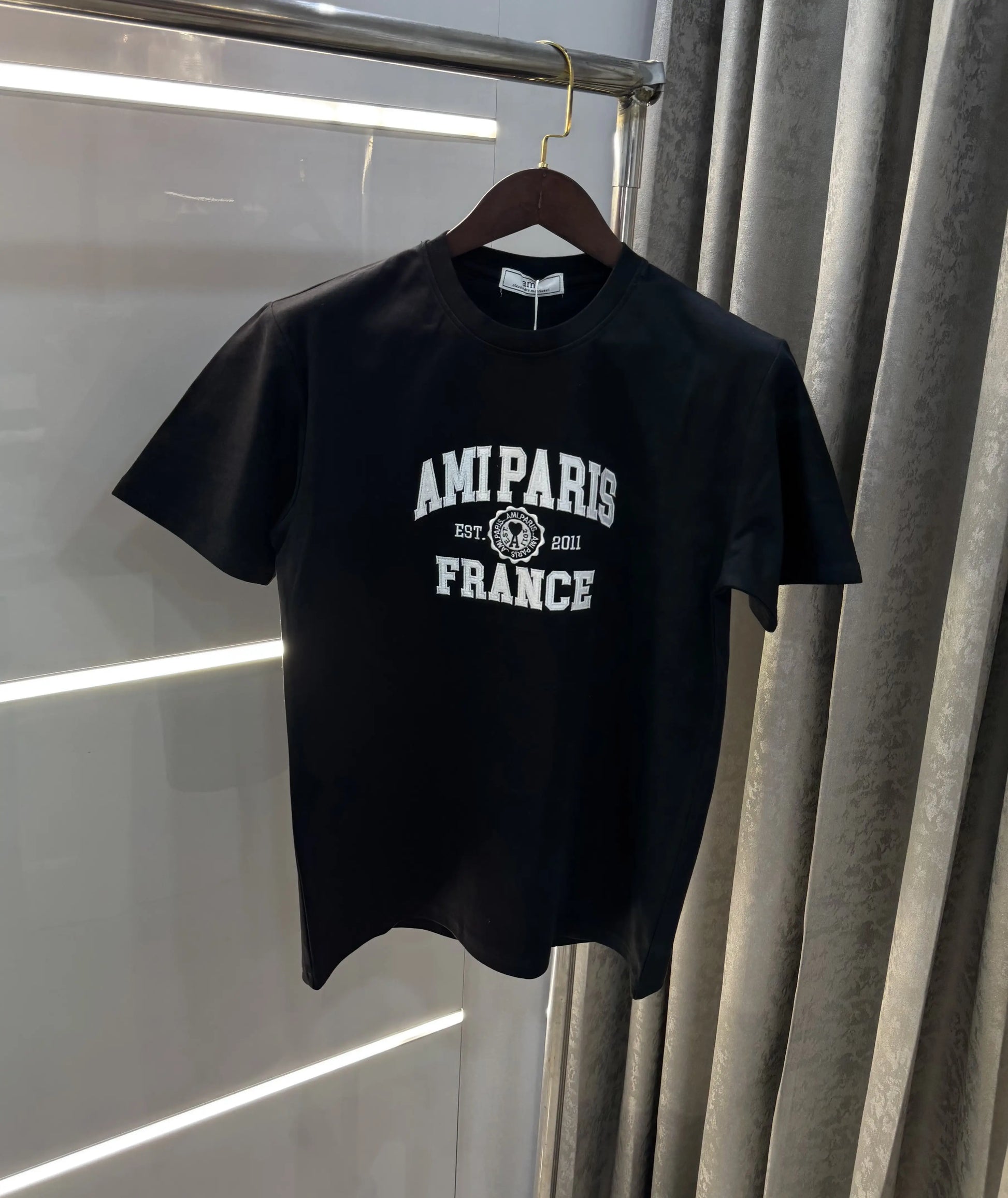 Ami Paris Black Embroidery Logo Premium T-Shirt