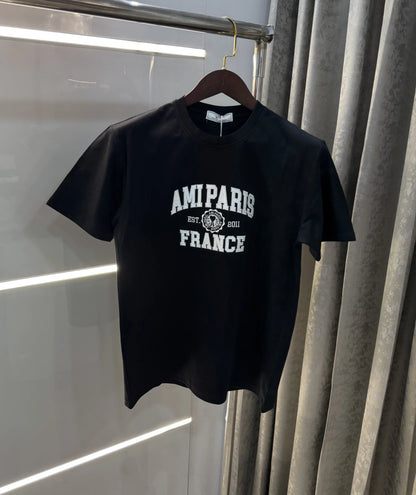 Ami Paris Black Embroidery Logo Premium T-Shirt