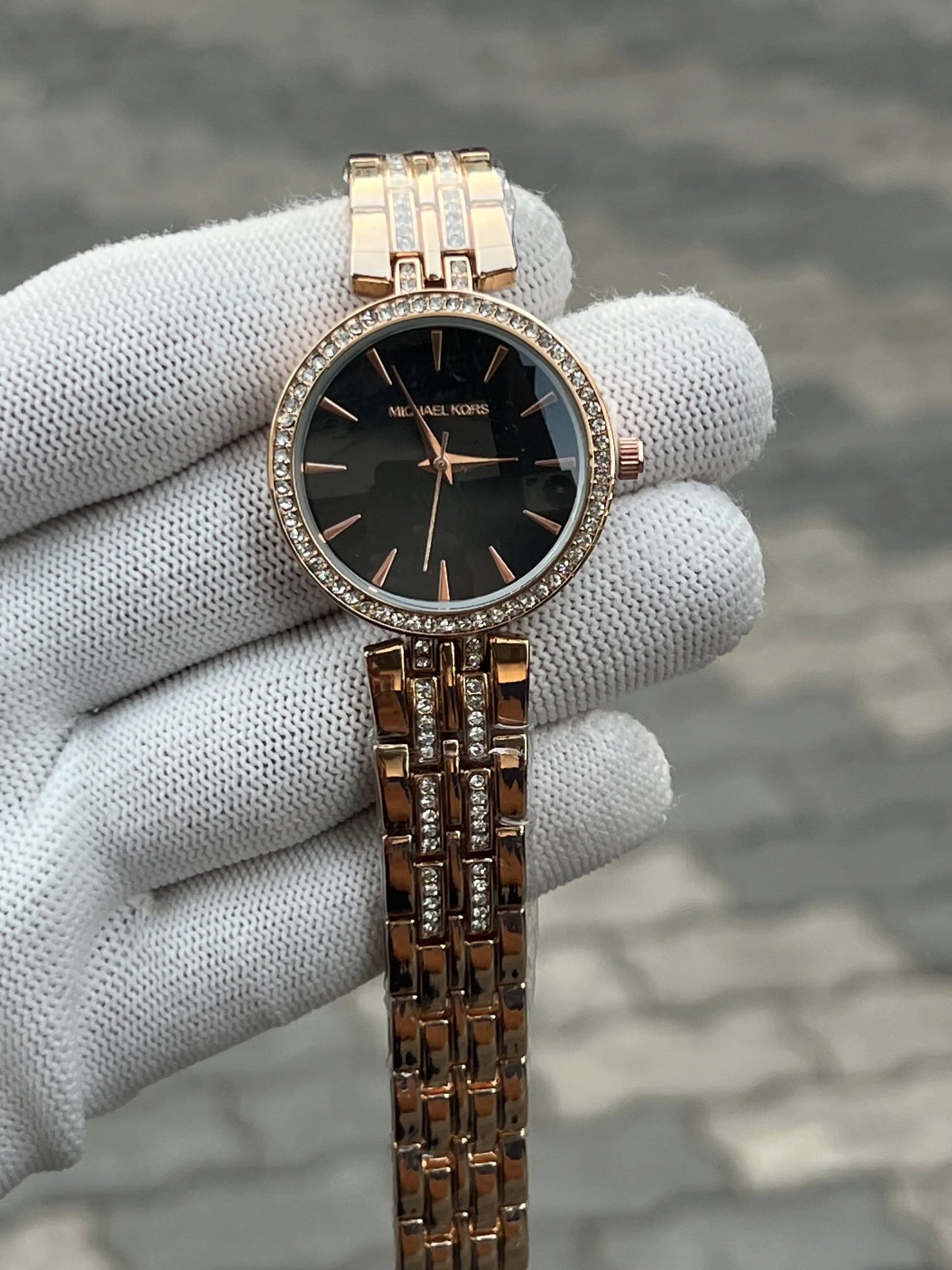 Michae_l Kors Gold Black Diamond