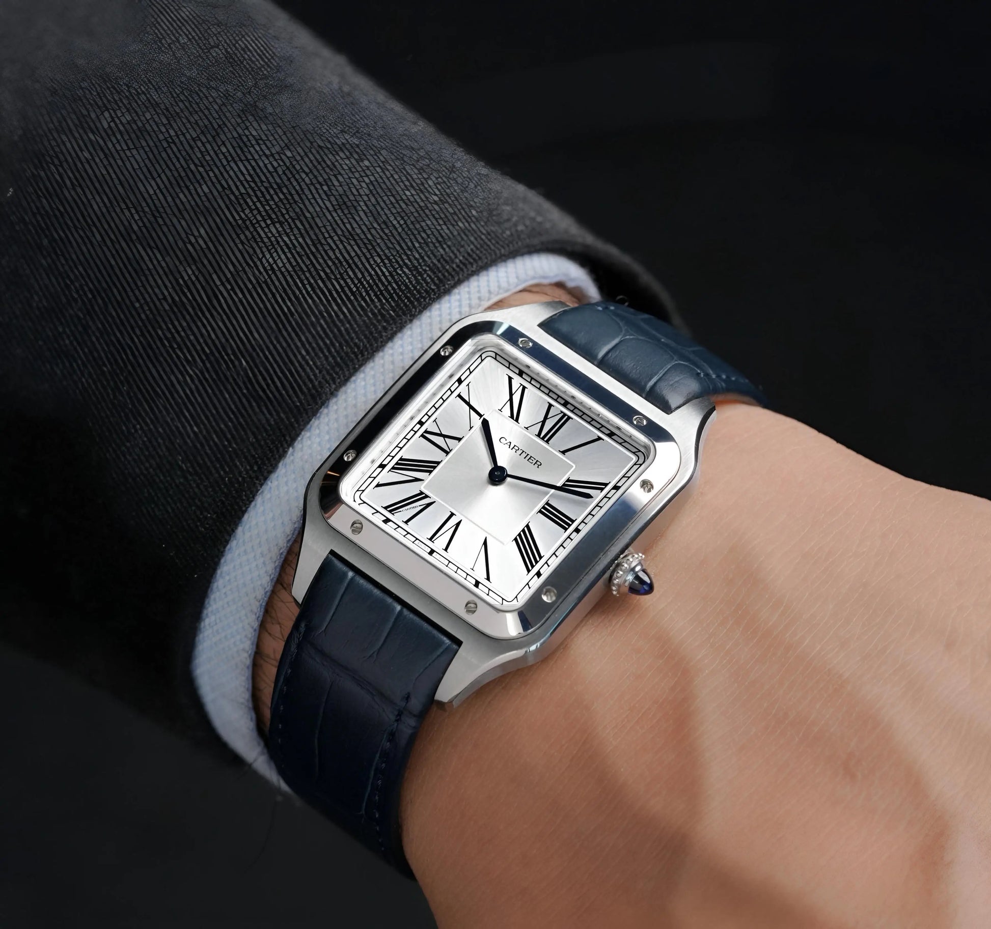 Cartier Santos Silver Blue