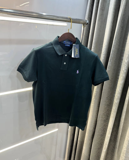 Ralph Lauren Bottle Green Embroidery Logo Knitted Polo T-shirt
