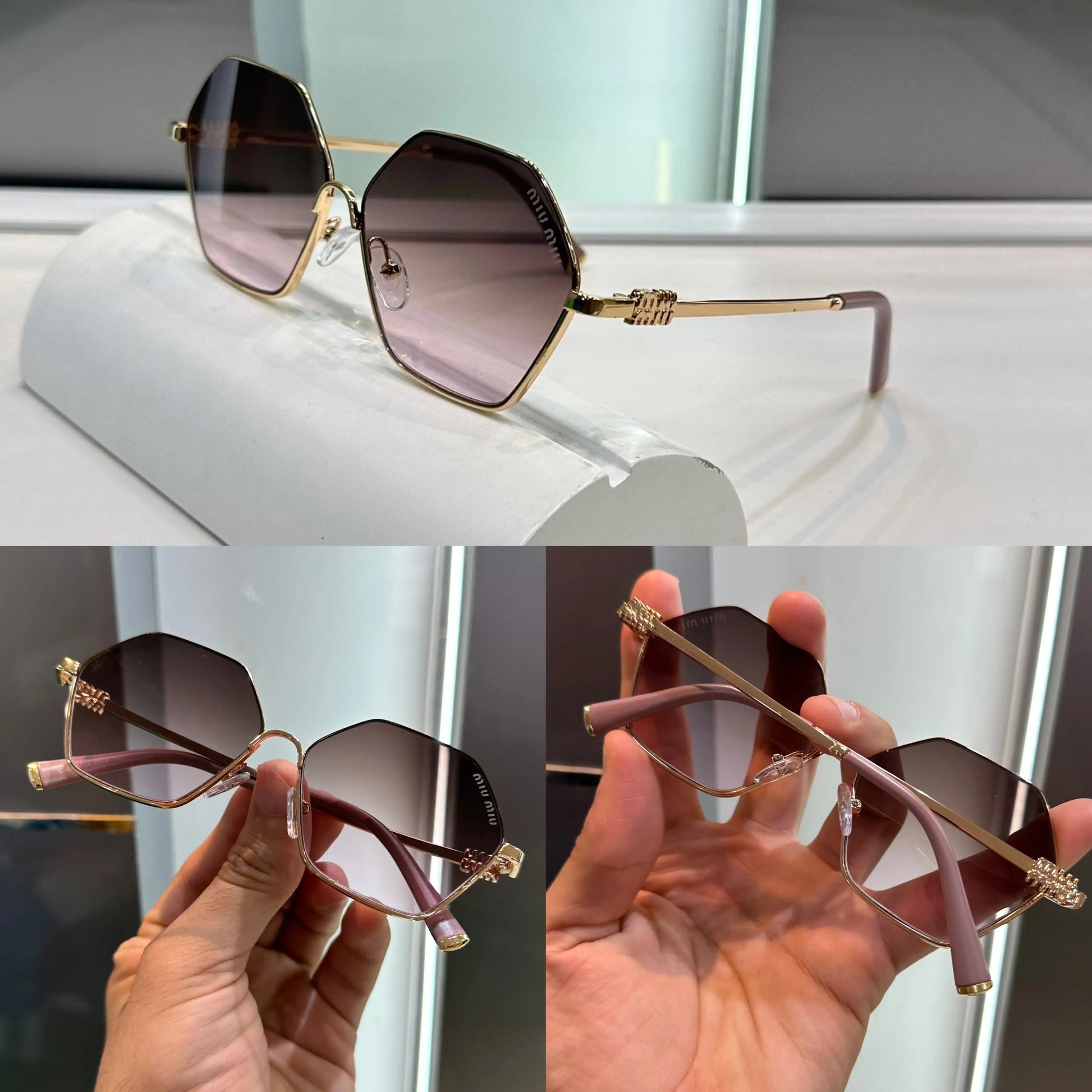 Miu Miu Gold Pink Premium Shades