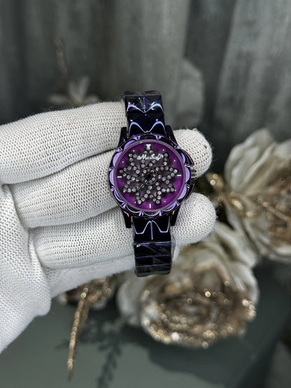 Mashali Purple Rotating Floral Purple Premium Watch