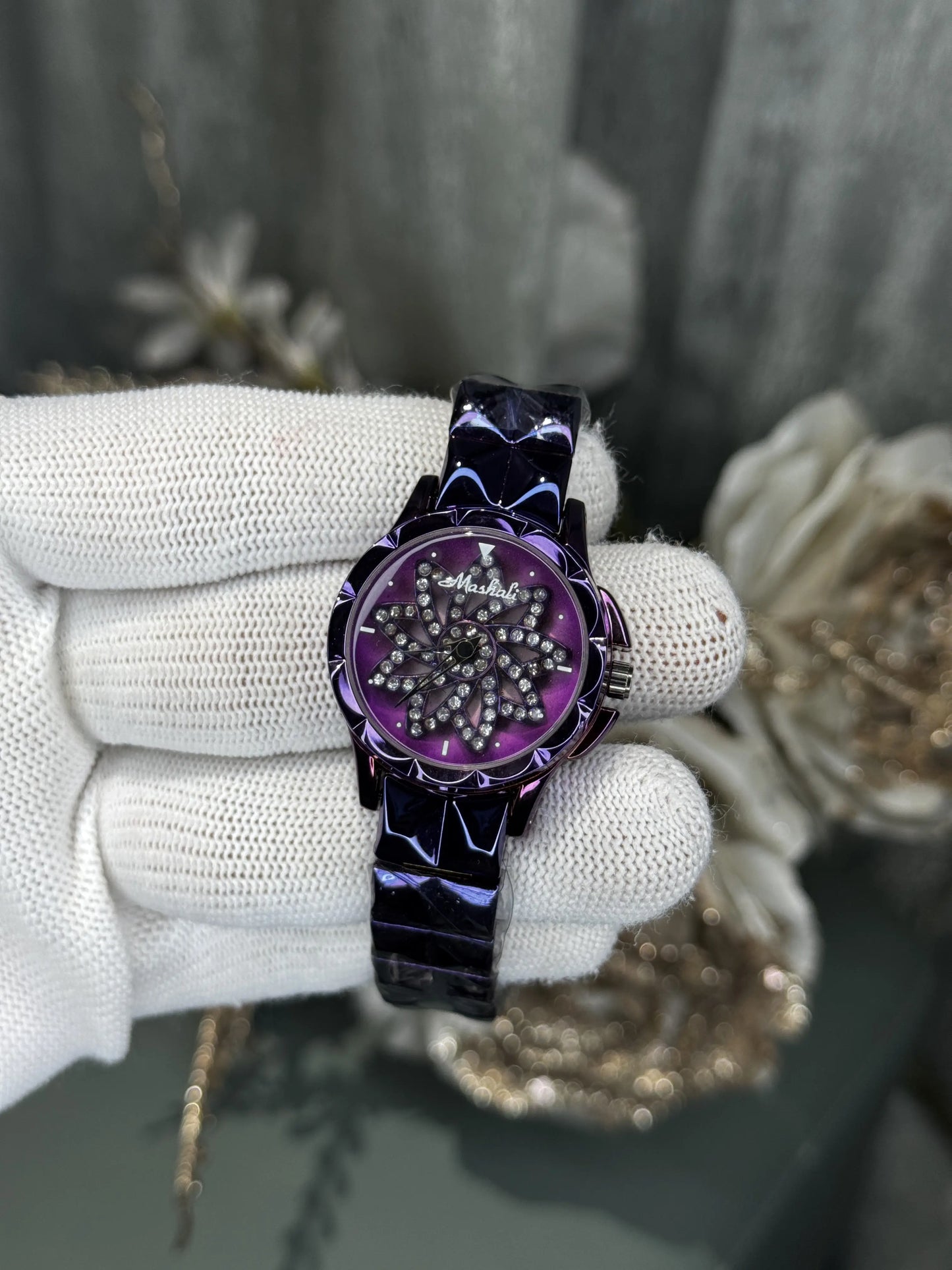 Mashali Purple Rotating Floral Purple Premium Watch