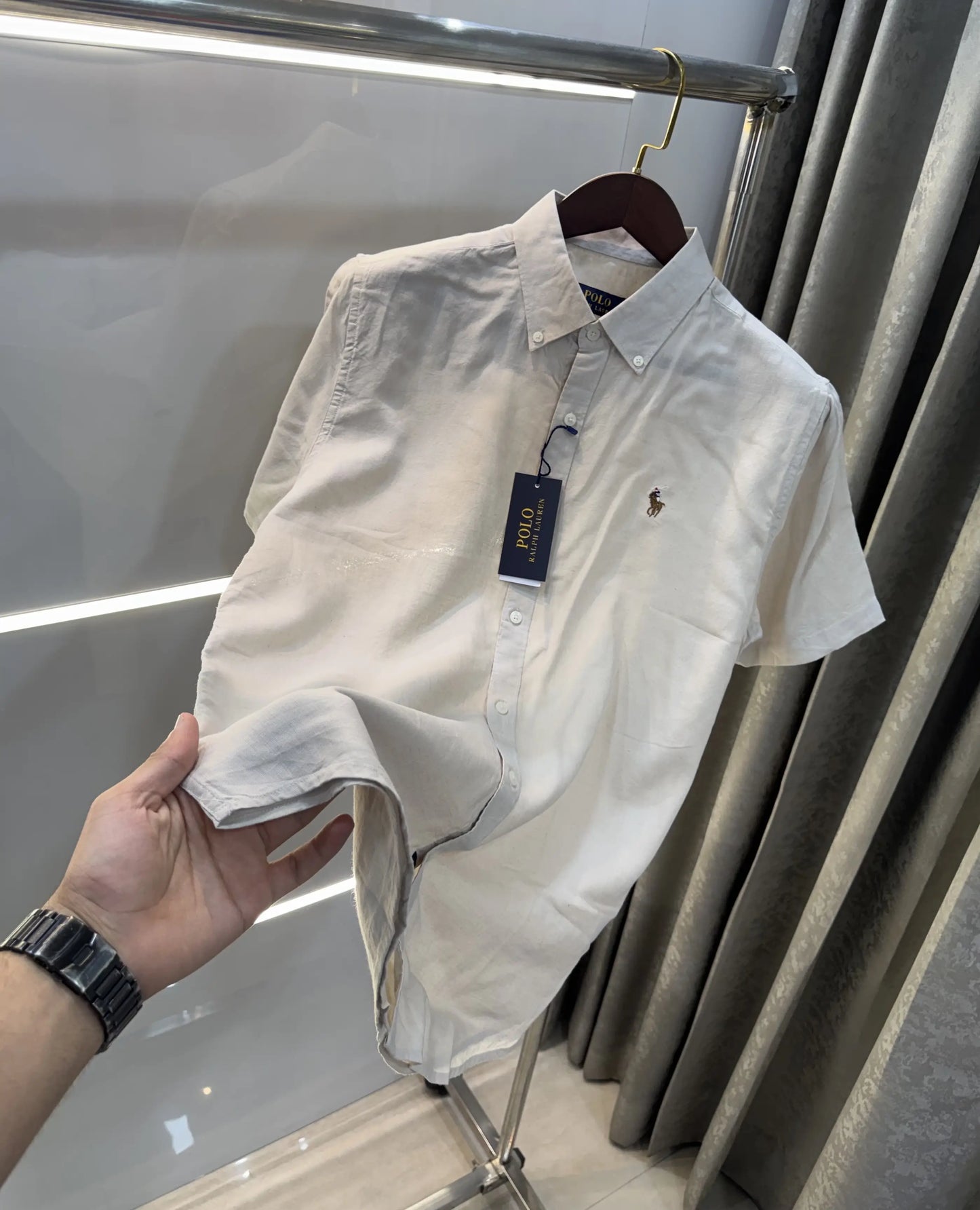 Ralph  Lauren Cream Premium Linen Shirt
