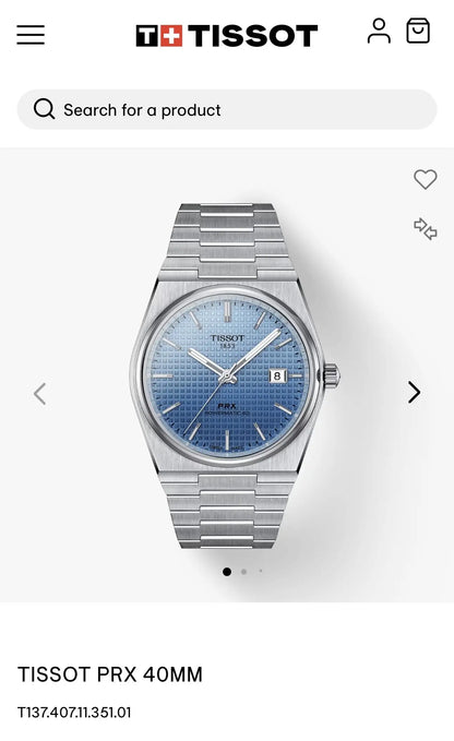 TISSOT PRX SKY BLUE AUTOMATIC BACKOPEN