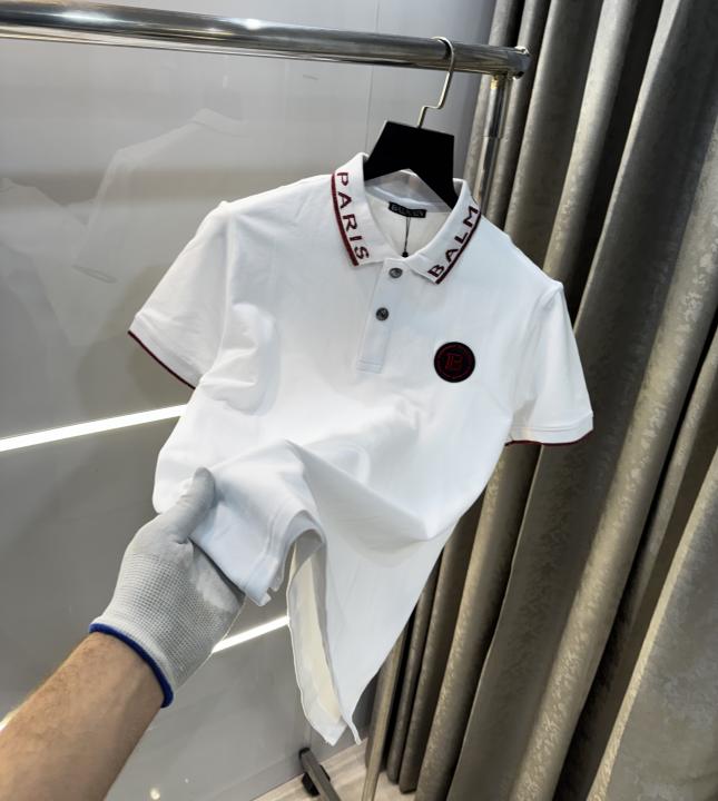 Balmai n Paris White Collar Logo Imported Polo T-Shirt