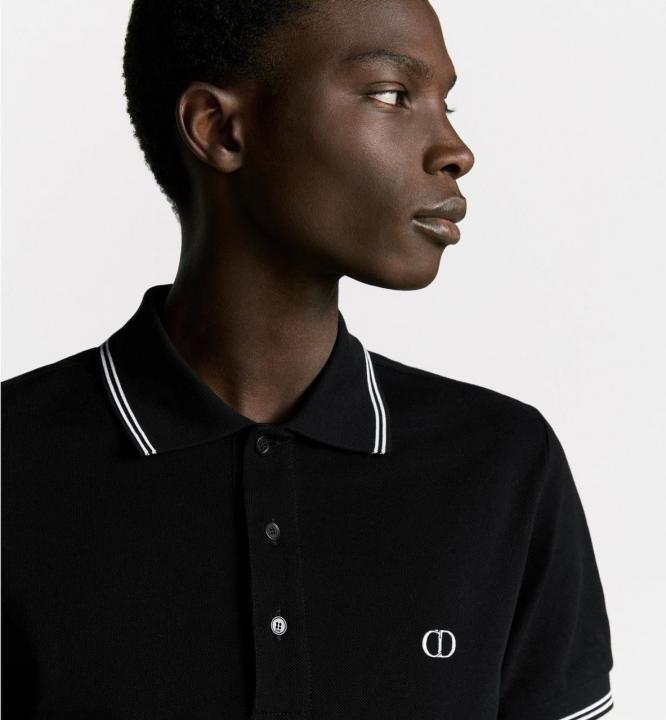 Christian Dio r Black Embroidery Logo Premium Polo T-Shirt