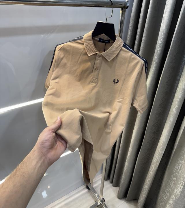 Fredperry Beige Embroidery Logo Premium Polo T-Shirt