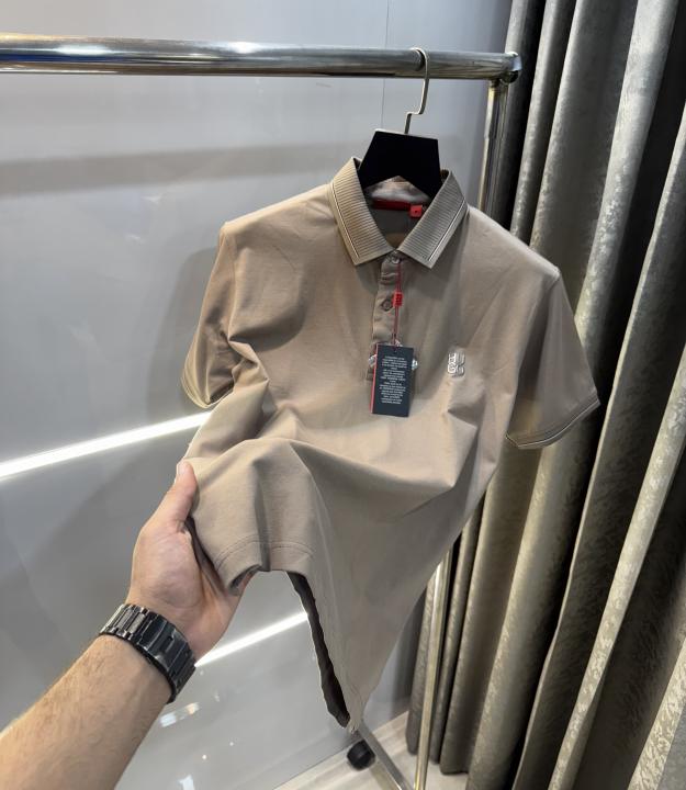 Hugo Boss Beige Logo Print Premium Polo T-Shirt