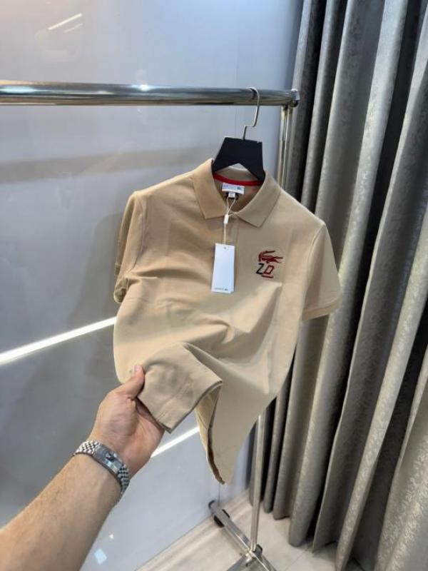 Lacost e Beige Embroidery Logo Premium Polo T-Shirt