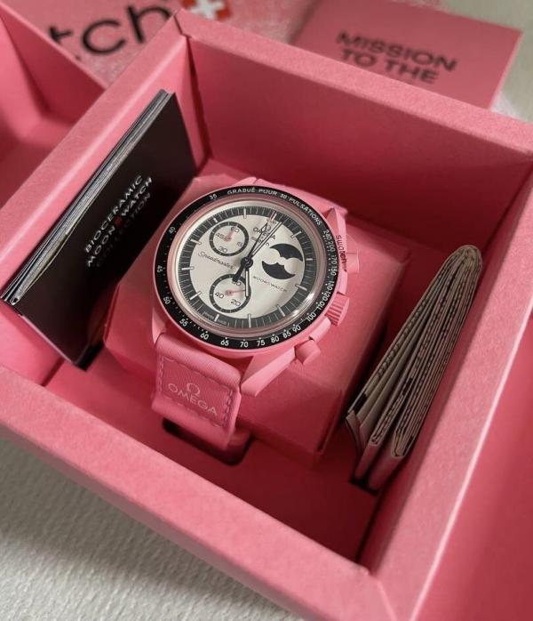Omega Swatch Pink Moon Phase