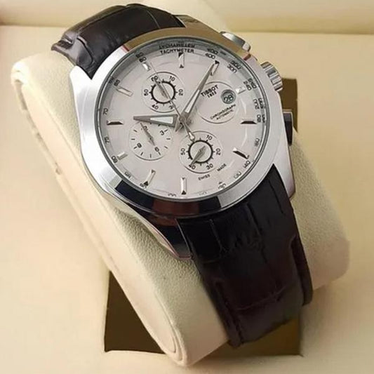 Tissot 1853 Courtier Watch Black White Leather Belt