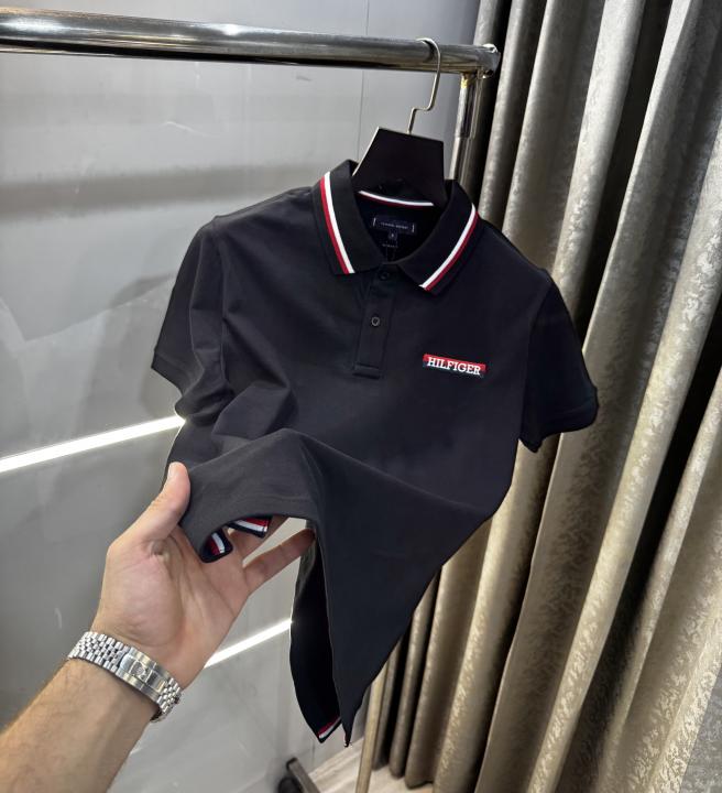 Tommy Hilfiger Black Embroidery Logo Premium Polo T-Shirt