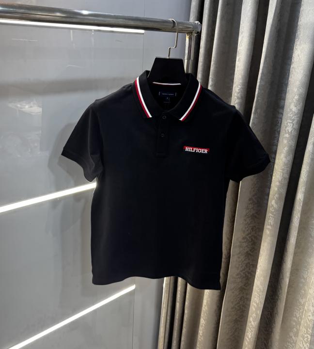 Tommy Hilfiger Black Embroidery Logo Premium Polo T-Shirt