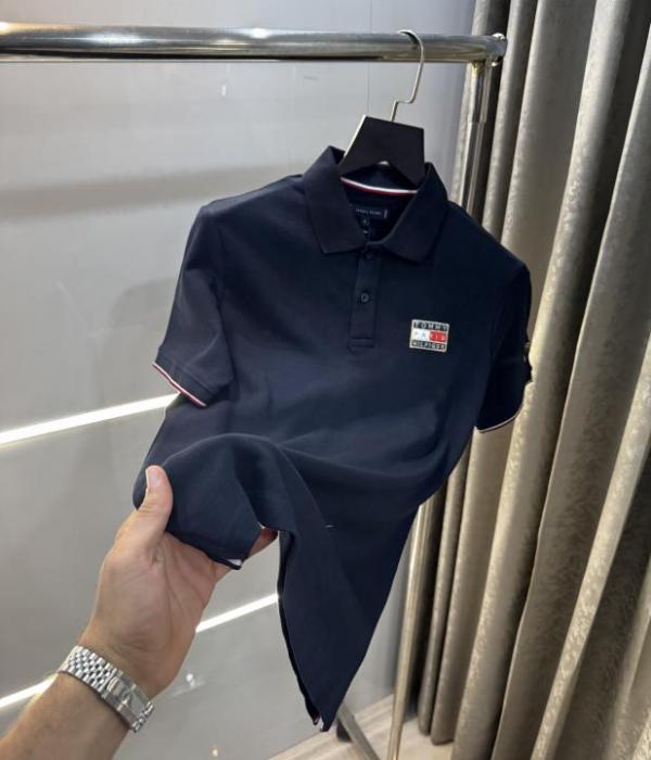 Tommy Hilfiger Navy Blue Embroidery Work Premium Polo T-Shirt