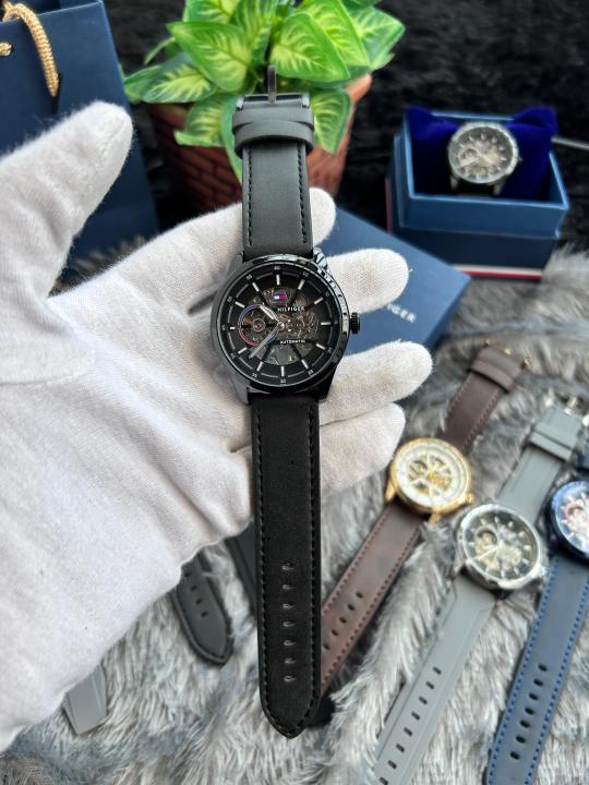 Tommy Hilfiger black leather automatic