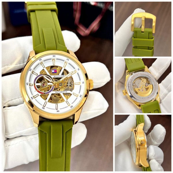 Tommy Hilfiger green rubber belt automatic