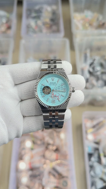 Rolex Land dweller silver with aqua dial Automatic