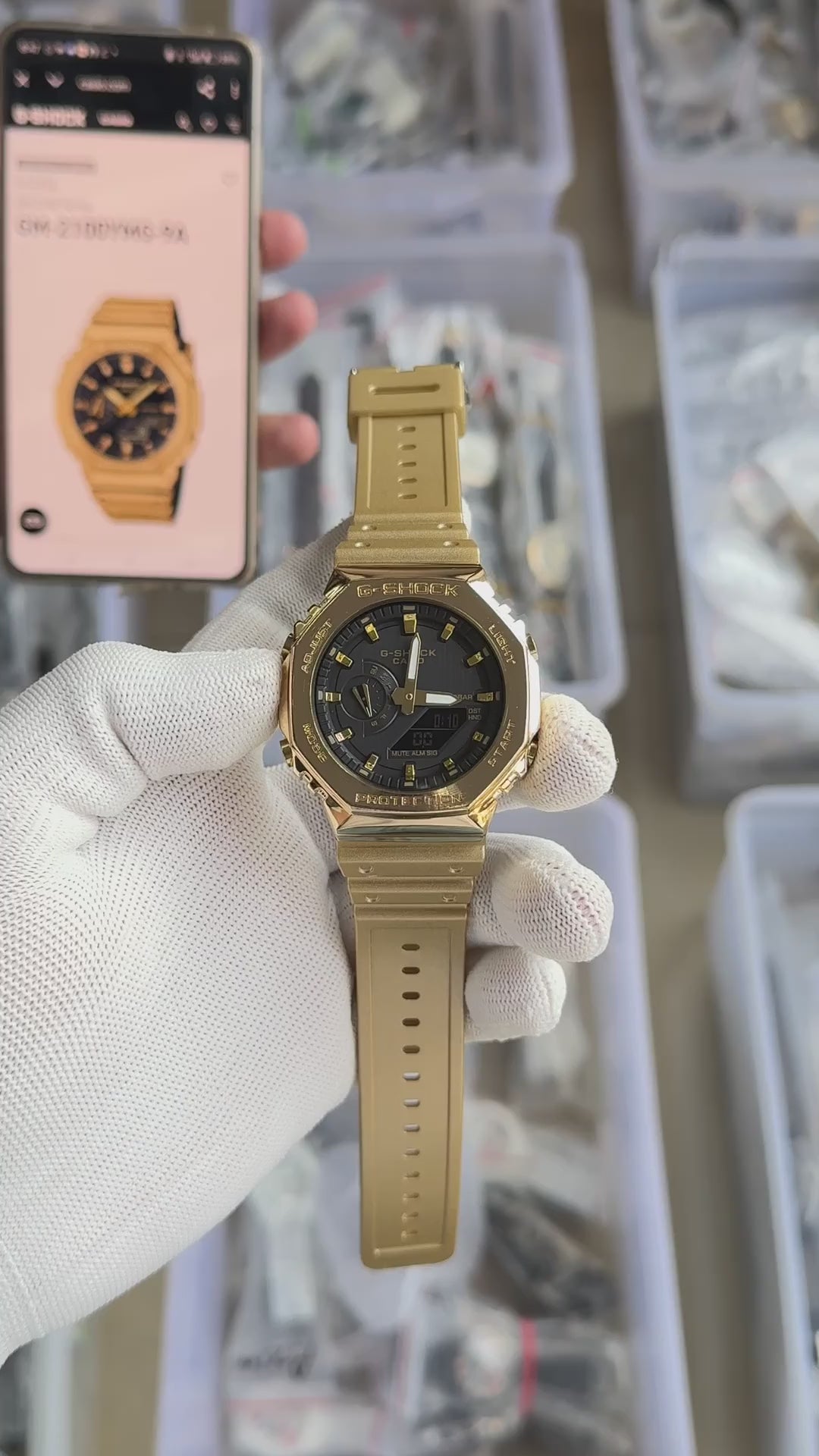 Casio g shock gm2100 gold with black dial