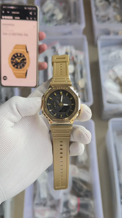 Casio g shock gm2100 gold with black dial