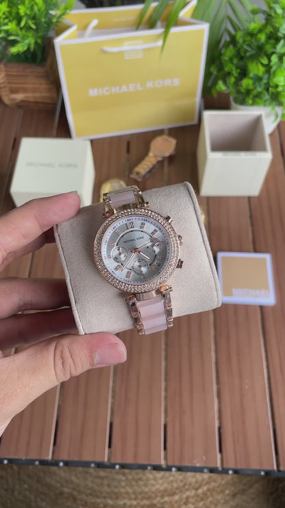 Michael Kors Parker Rose Gold White
