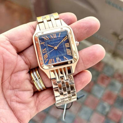 Cartier Santos rose gold blue