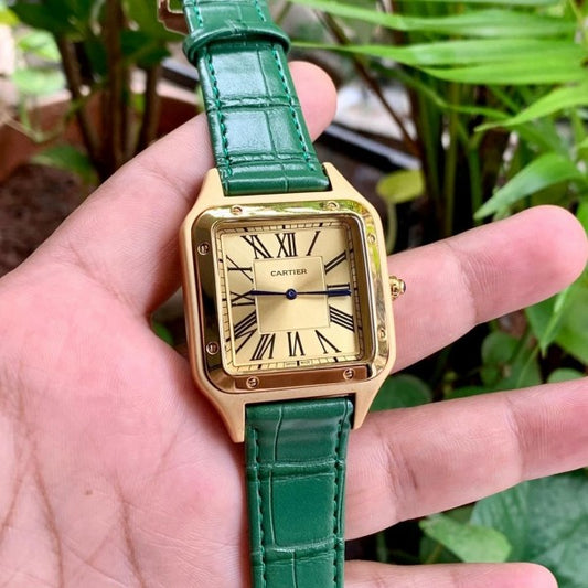 Cartier Santos Green Gold lether