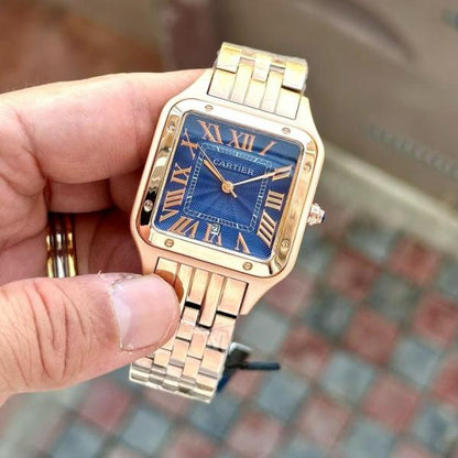 Cartier Santos rose gold blue