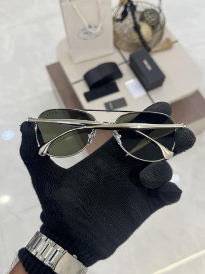 Prada sunglasses silver Green with og box